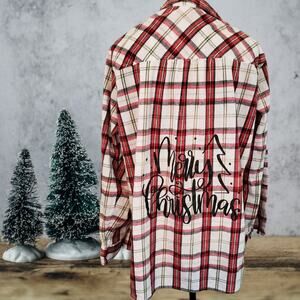 Custom Christmas Women's Button-Up Shirt - Vintage Style Plus Size Holiday 1X/2X
